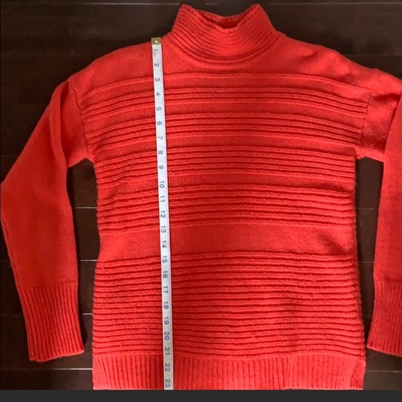 mock neck knit red sweater - Picture 3 of 7